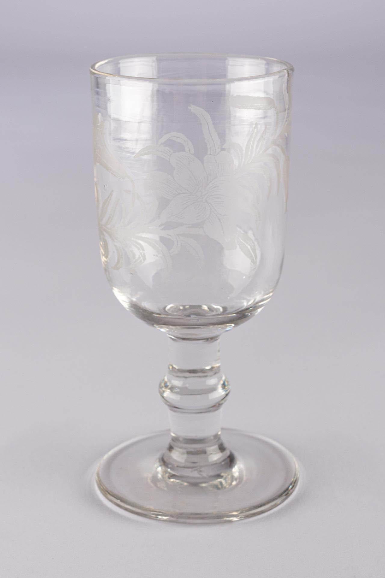 Antike viktorianische Collection Set 8 geätzten Glas trinken Weingläser Kelche (Radiert) im Angebot