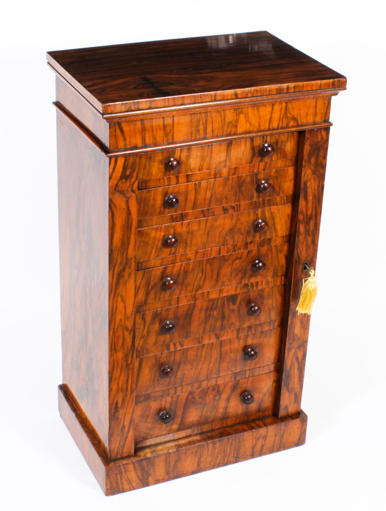Antique Victorian Collectors Cabinet Wellington Chest 19th Century 11