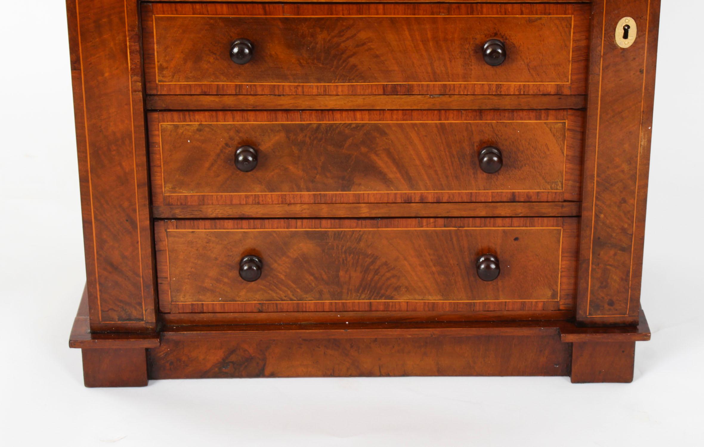 Walnut Antique Victorian Collectors Cabinet Wellington Chest 19th Century