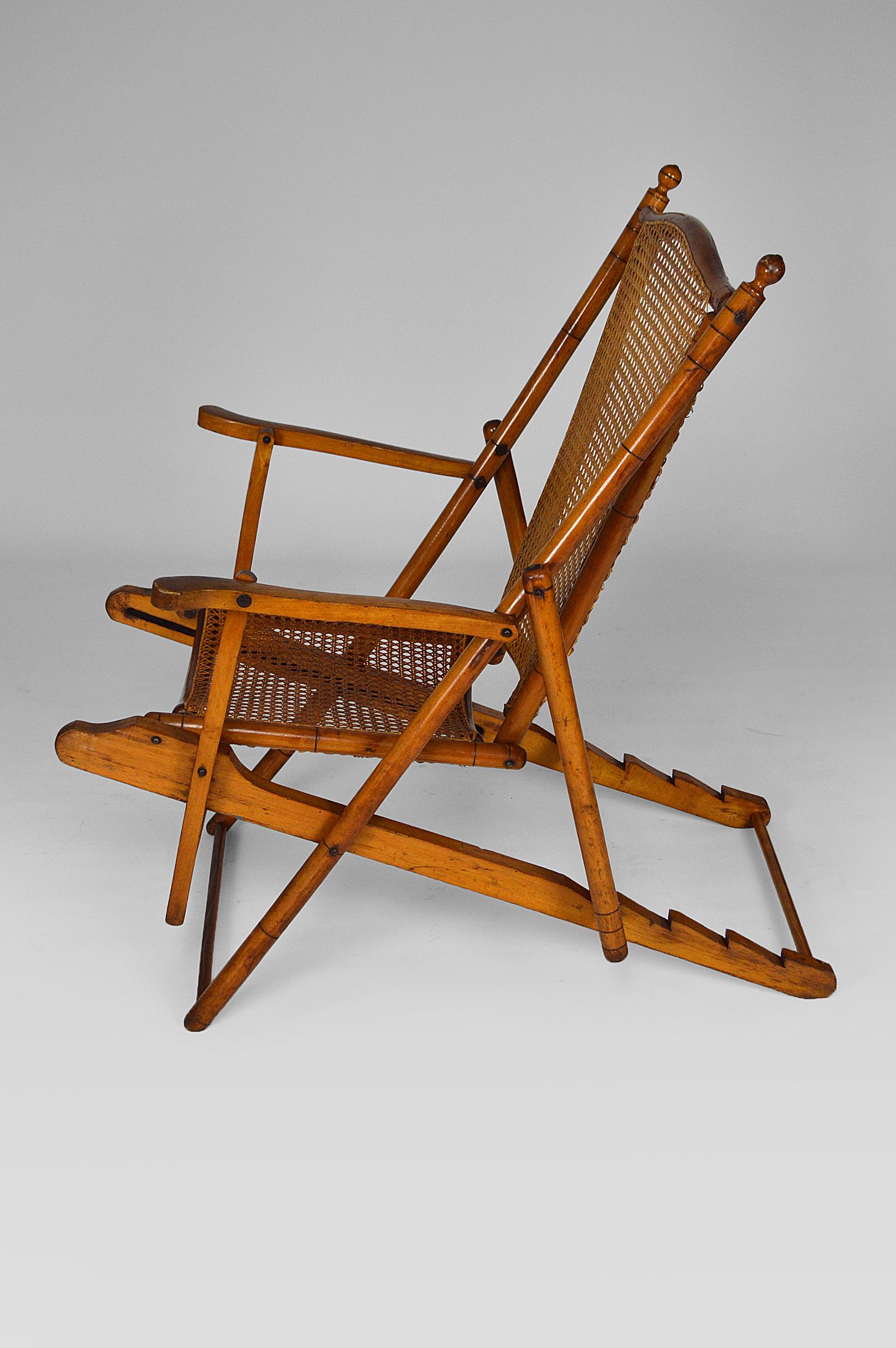 Antique Victorian Colonial Folding Lounge Steamer Deck Chair / Armchair, 1900s For Sale 2