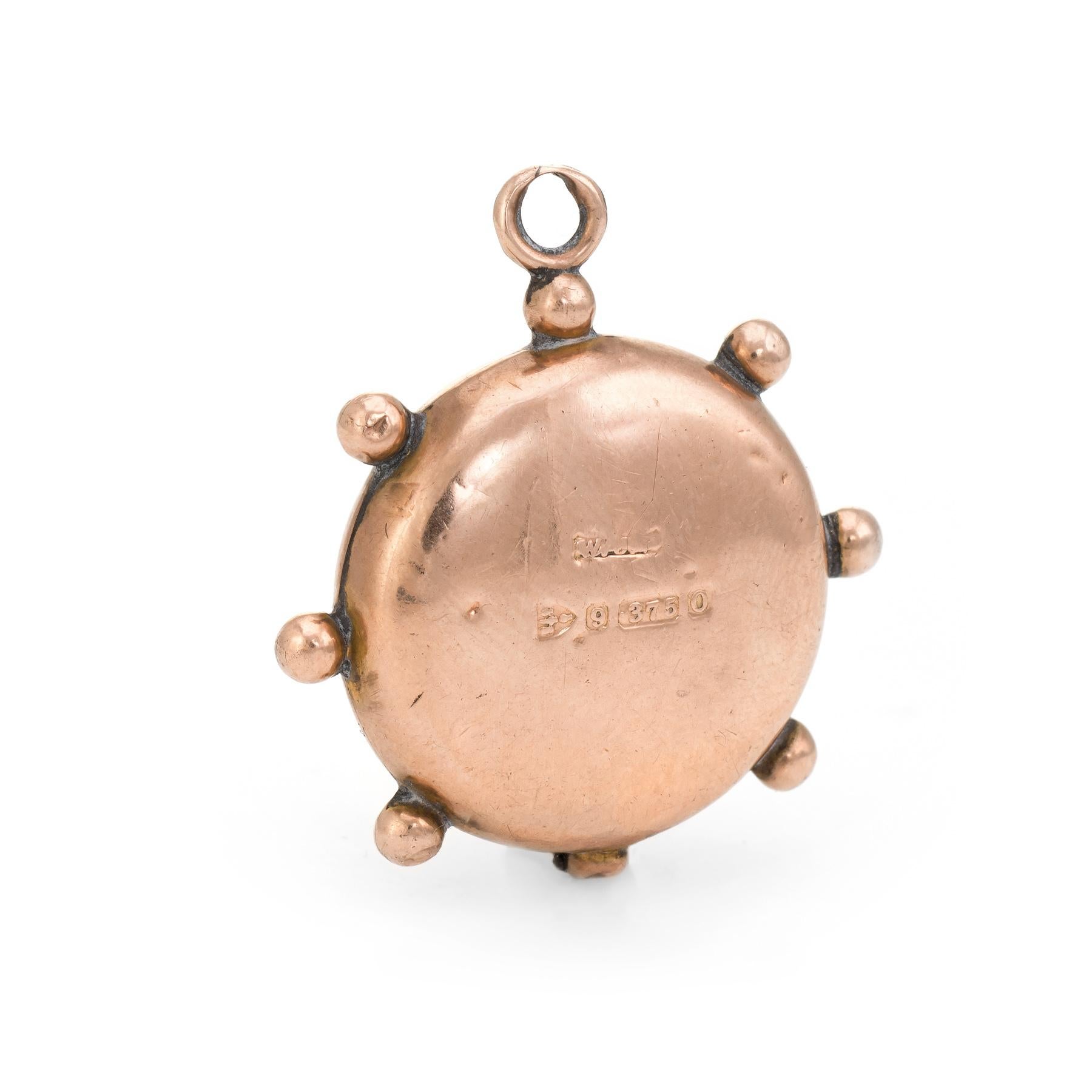 Antique Victorian Compass Fob Ships Wheel 9k Rose Gold Pendant Nautical Motif  In Good Condition For Sale In Torrance, CA