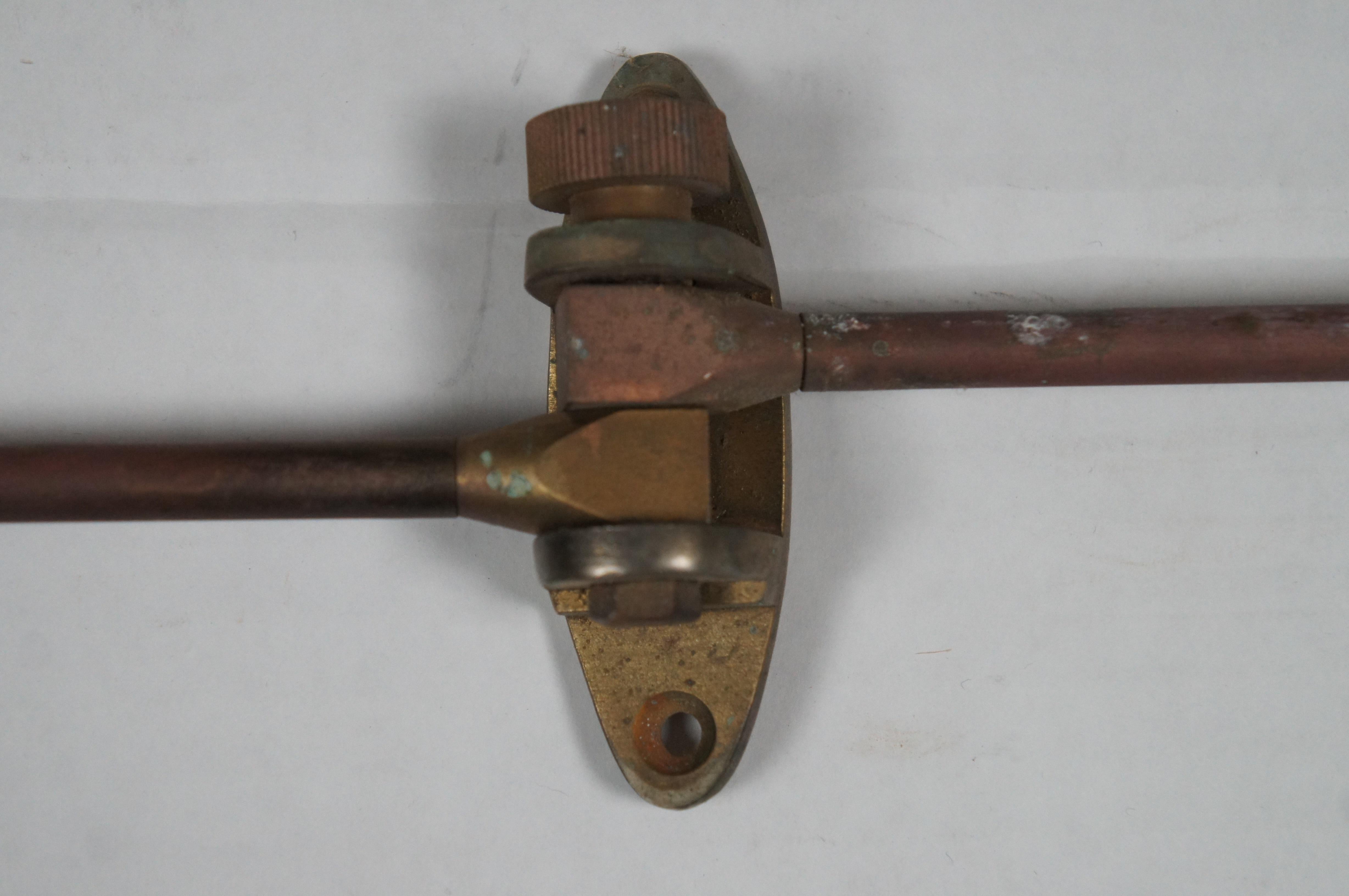 Antique Victorian Copper Brass 2 Arm Drying Rack Towel Swing Bar Rod Holder 16