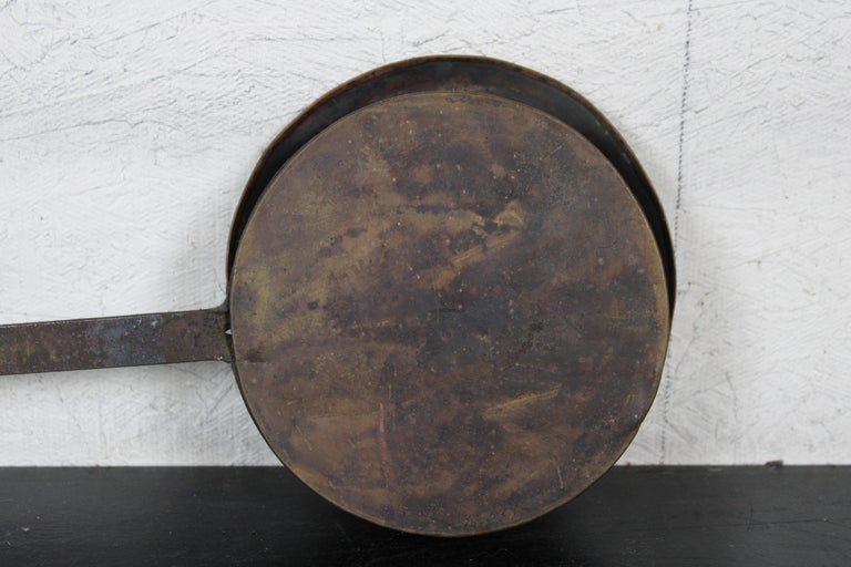 Antique Victorian Copper and Cast Iron Bed Warming Pan For Sale at 1stDibs