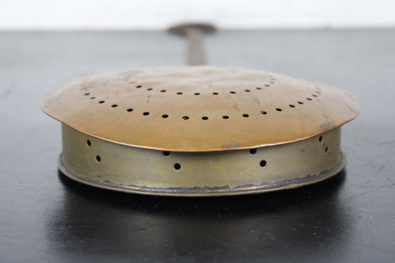 Antique Victorian Copper and Cast Iron Bed Warming Pan For Sale at 1stDibs