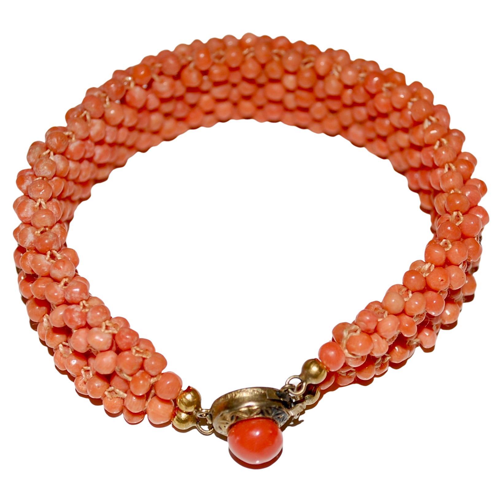 Red sponge coral and sterling silver bracelet - MJG