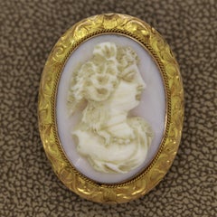Antike viktorianische Korallen-Kamee-Gold-Brosche