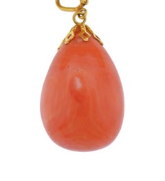 Antique Victorian Coral Gold Brooch Pin