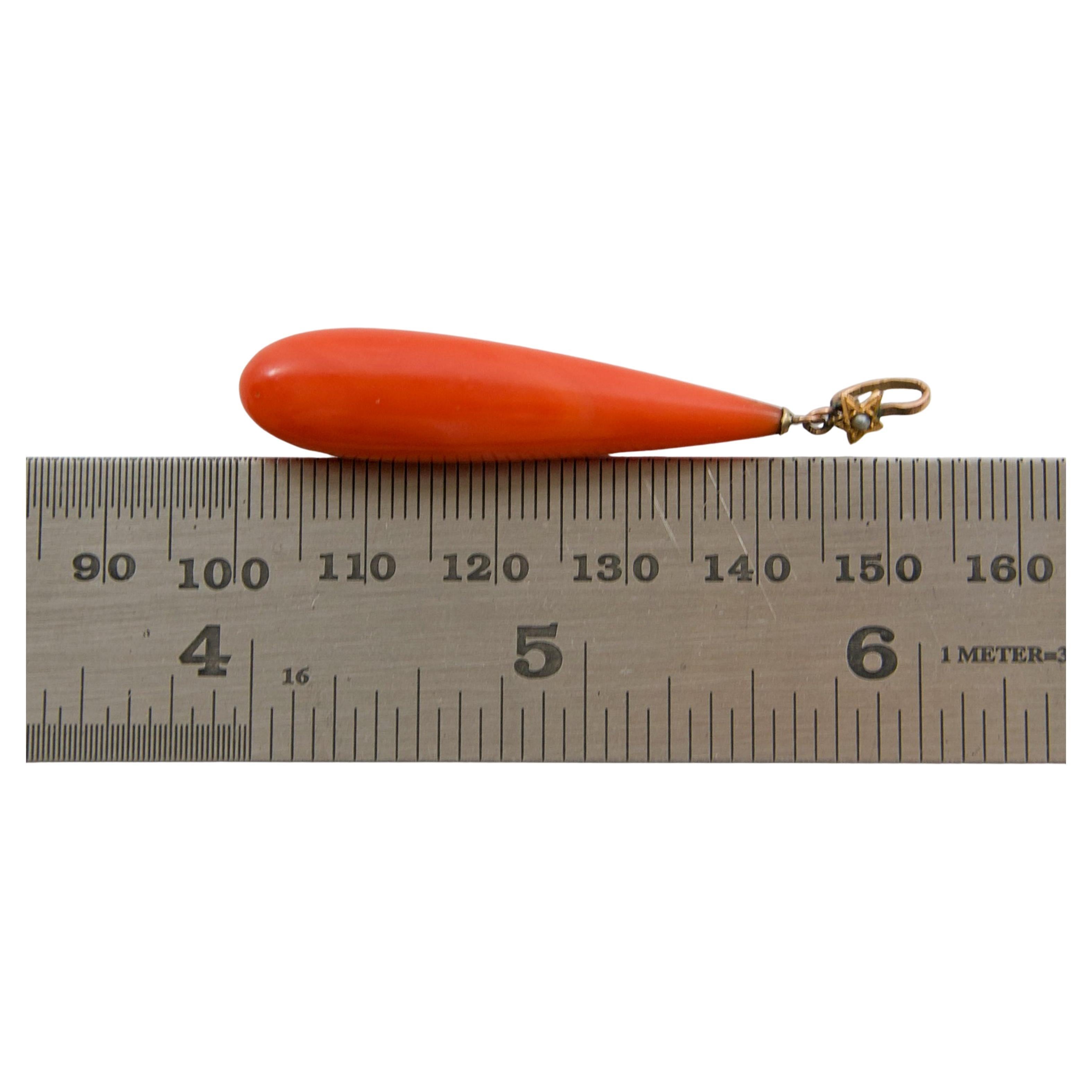 Antico ciondolo vittoriano in corallo e perle, XIX secolo in vendita 3