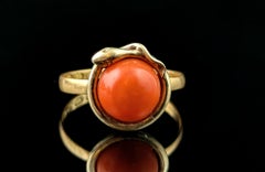 Antique Victorian Coral snake ring, 22k yellow gold