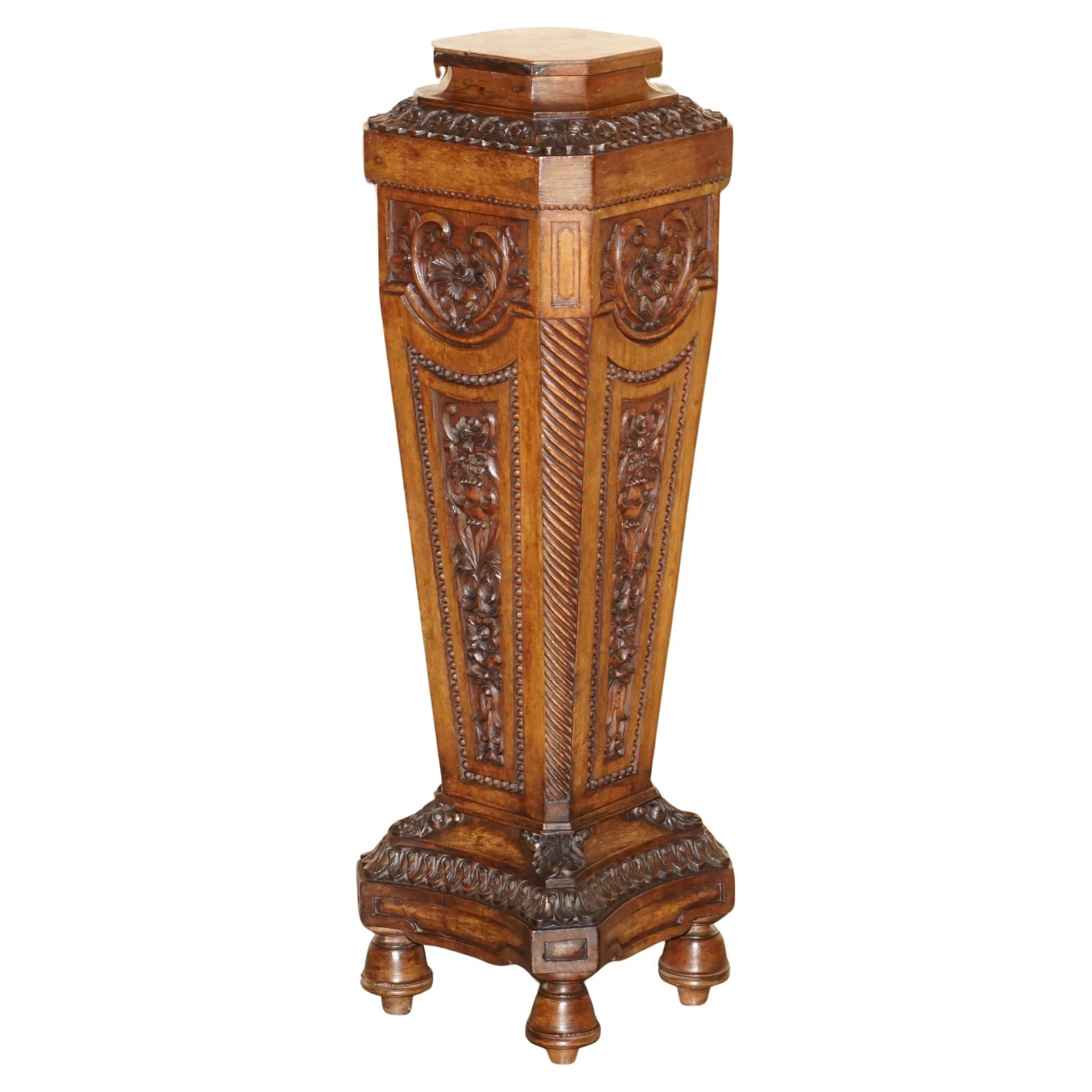 ANTIQUE ViCTORIAN CORINTHIAN PILLAR PEDESTAL STAND DISPLAYING BUSTS ANTIQUES