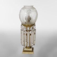 Antique Victorian Cornelius School Brass & Marble Solar Astral Lamp, c1840