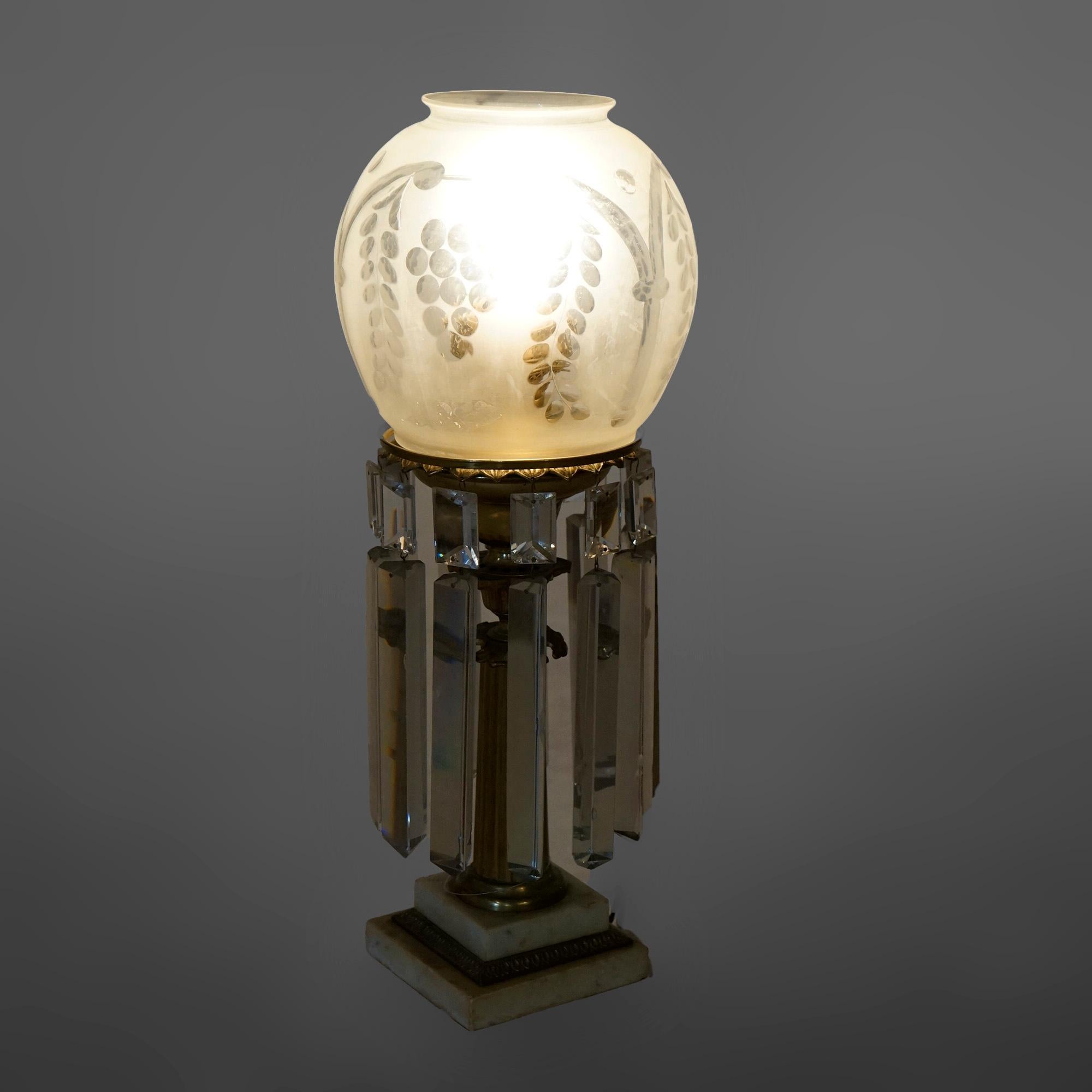 19th Century Antique Victorian Cornelius School Brass & Marble Solar Astral Lamp, c1840
