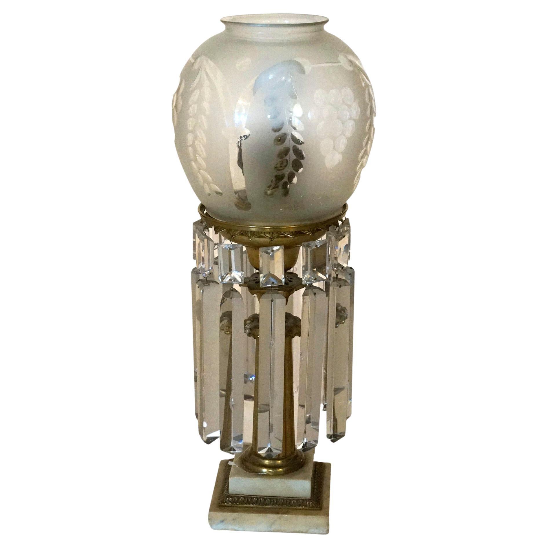 Antique Victorian Cornelius School Brass & Marble Solar Astral Lamp, c1840