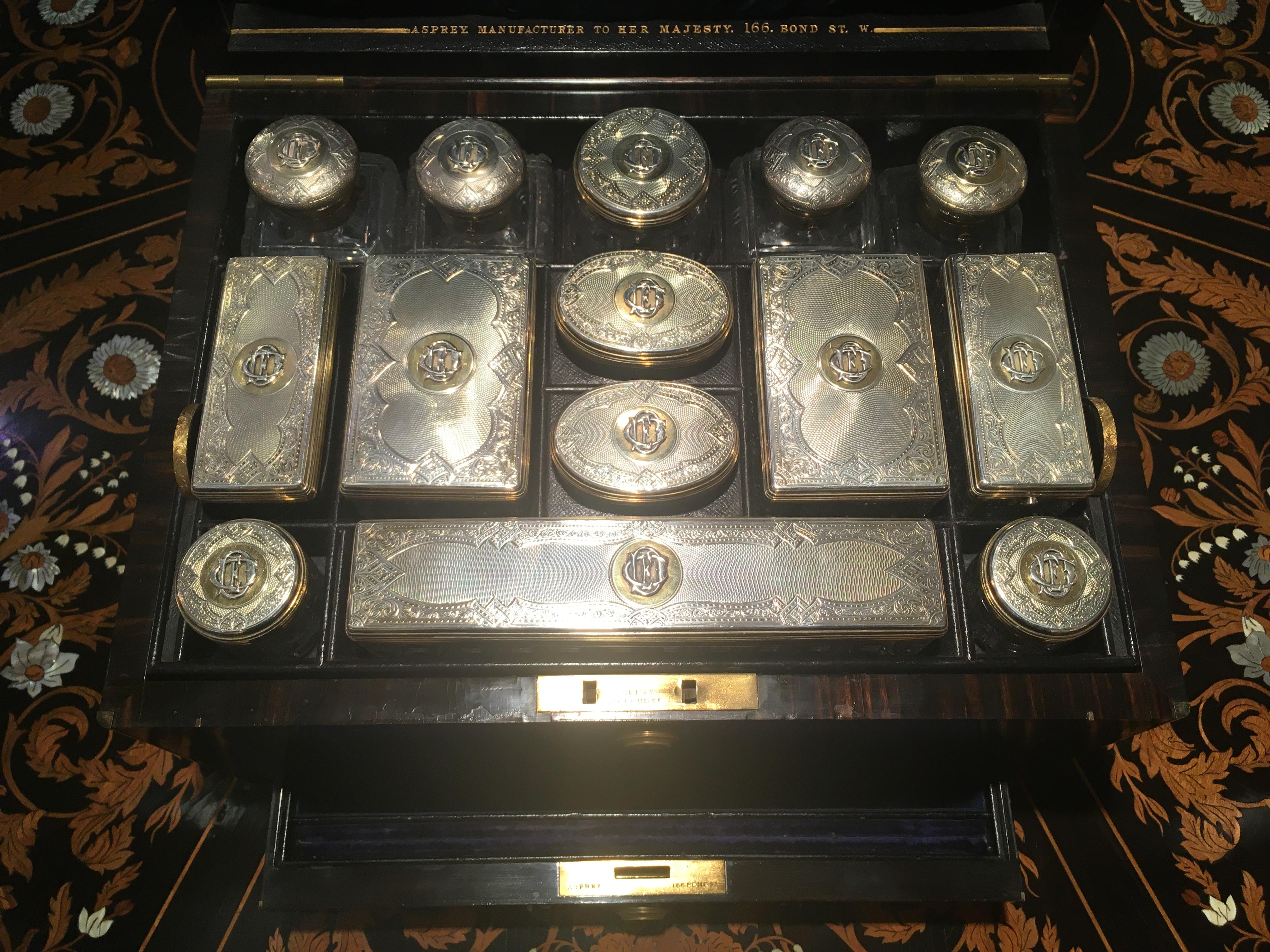 Coromandel-Schminkkasten aus dem 19. Jahrhundert mit silbervergoldetem, passendem Innenraum von Asprey (Englisch) im Angebot
