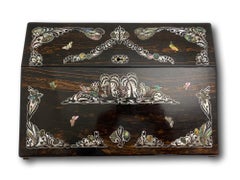 Antique Victorian Coromandel and Mother of Pearl Writing Slope by Richard Wathew
