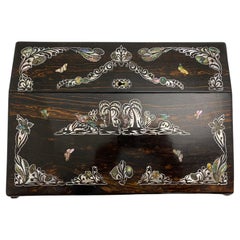 Antique Victorian Coromandel and Mother of Pearl Writing Slope by Richard Wathew