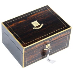 Antique Victorian Coromandel and Brass Banded Box, 19th Century