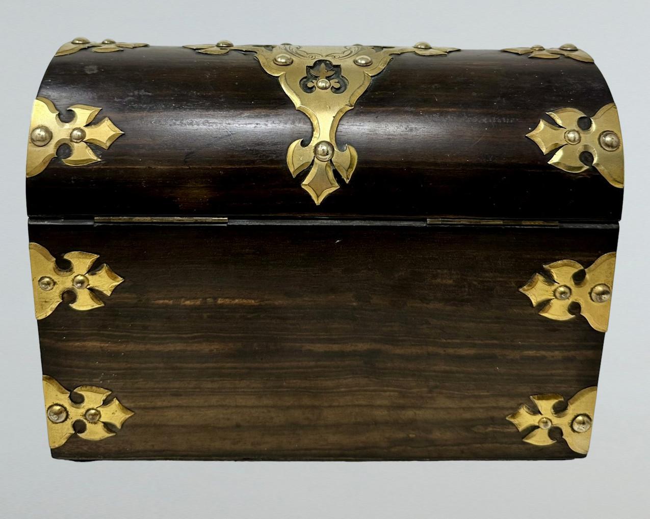 Antiquité Victorienne Coromandel Brass Wooden Letters Stationery Casket Box Betjeman Bon état - En vente à Dublin, Ireland