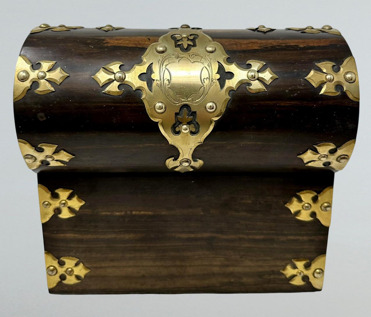 Antike viktorianische Coromandel-Messing-Holz Brieftaschen-Schachtel Betjeman mit Holzbuchstaben im Zustand „Gut“ im Angebot in Dublin, Ireland