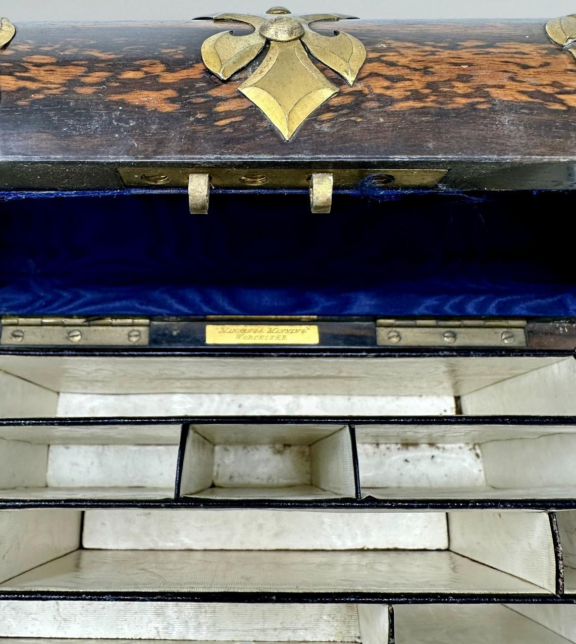 Antike viktorianische Coromandel-Messing-Holz Brieftaschen-Schachtel Betjeman mit Holzbuchstaben (Mahagoni) im Angebot