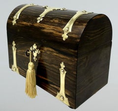 Antique Victorian Coromandel Brass Wooden Letters Stationery Writing Box Casket