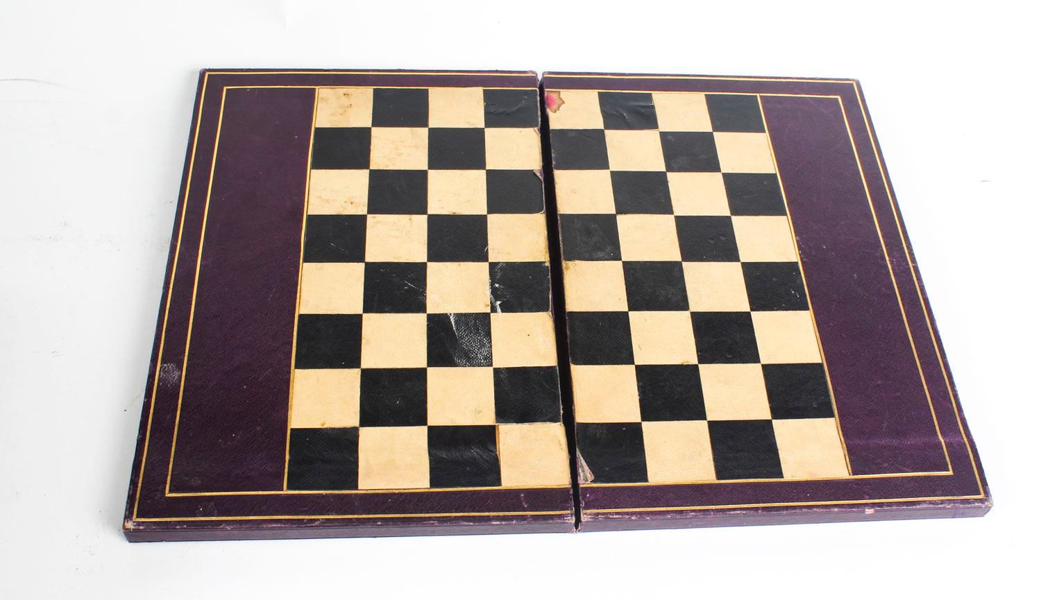 Antique Victorian Coromandel Games Compendium Chess Drafts Etc 19ème siècle 5