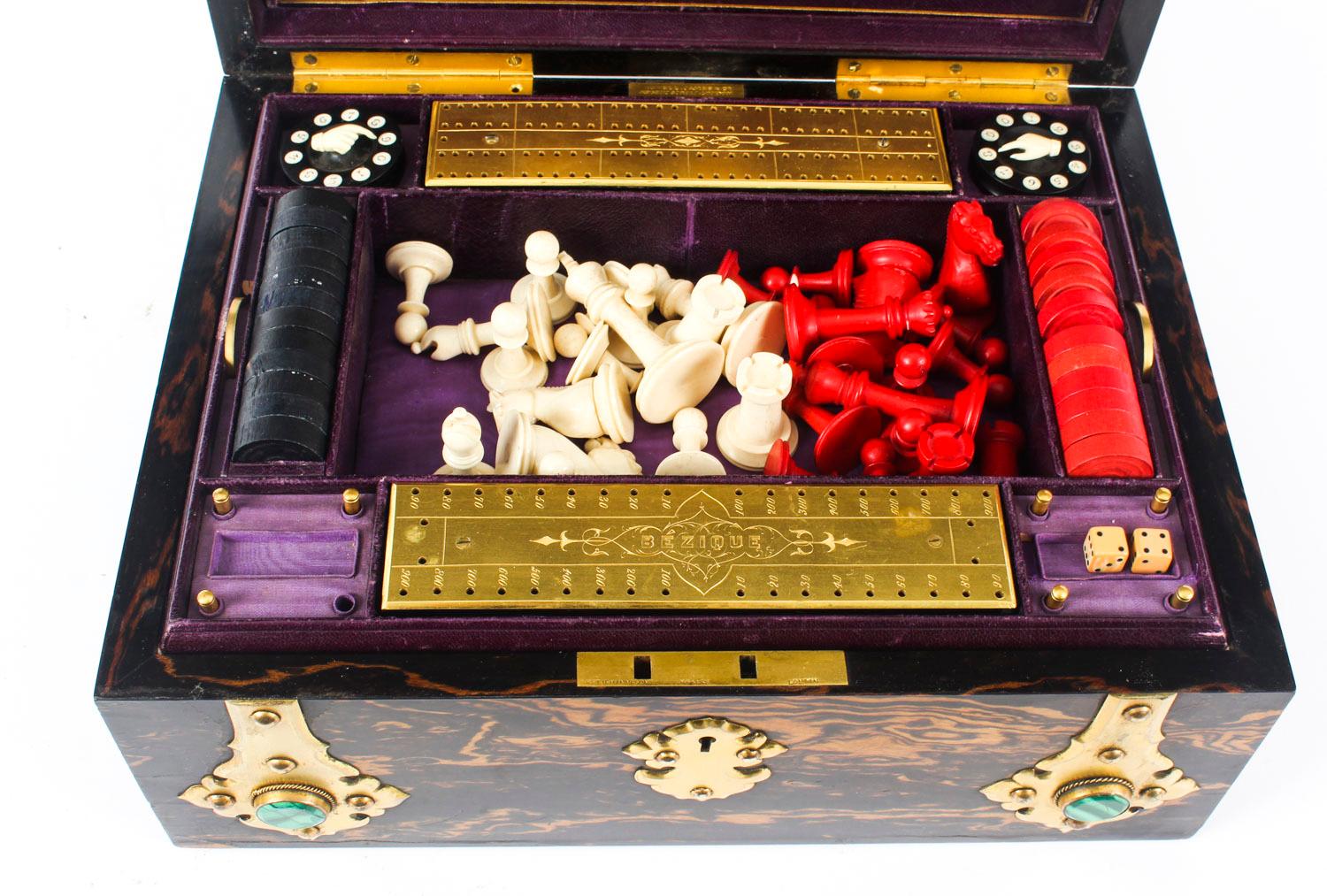 Antique Victorian Coromandel Games Compendium Chess Drafts Etc 19ème siècle Bon état à London, GB