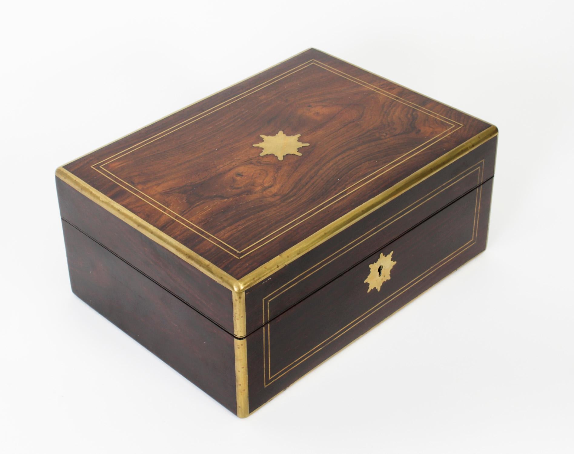 Mid-19th Century Antique Victorian Coromandel Gentleman's Vanity Case Box, 19th Century