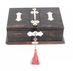 Antique Victorian Coromandel Silver Mounted Cigar Humidor, 1893, 19th Century