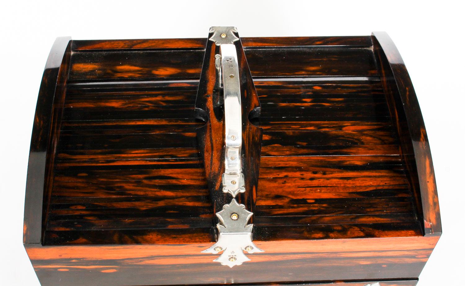 Antique Victorian Coromandel Silver Mounted Cigar Humidor, 1899, 19th Century 5