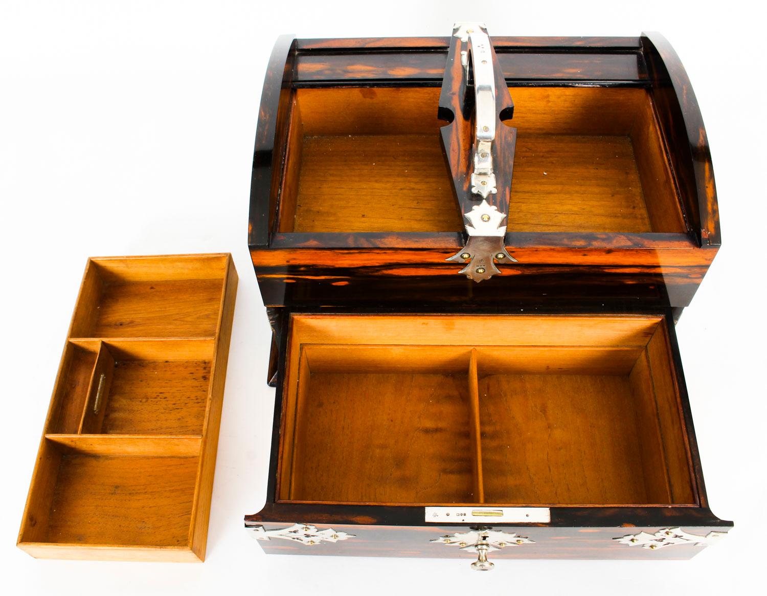 Antique Victorian Coromandel Silver Mounted Cigar Humidor, 1899, 19th Century 10
