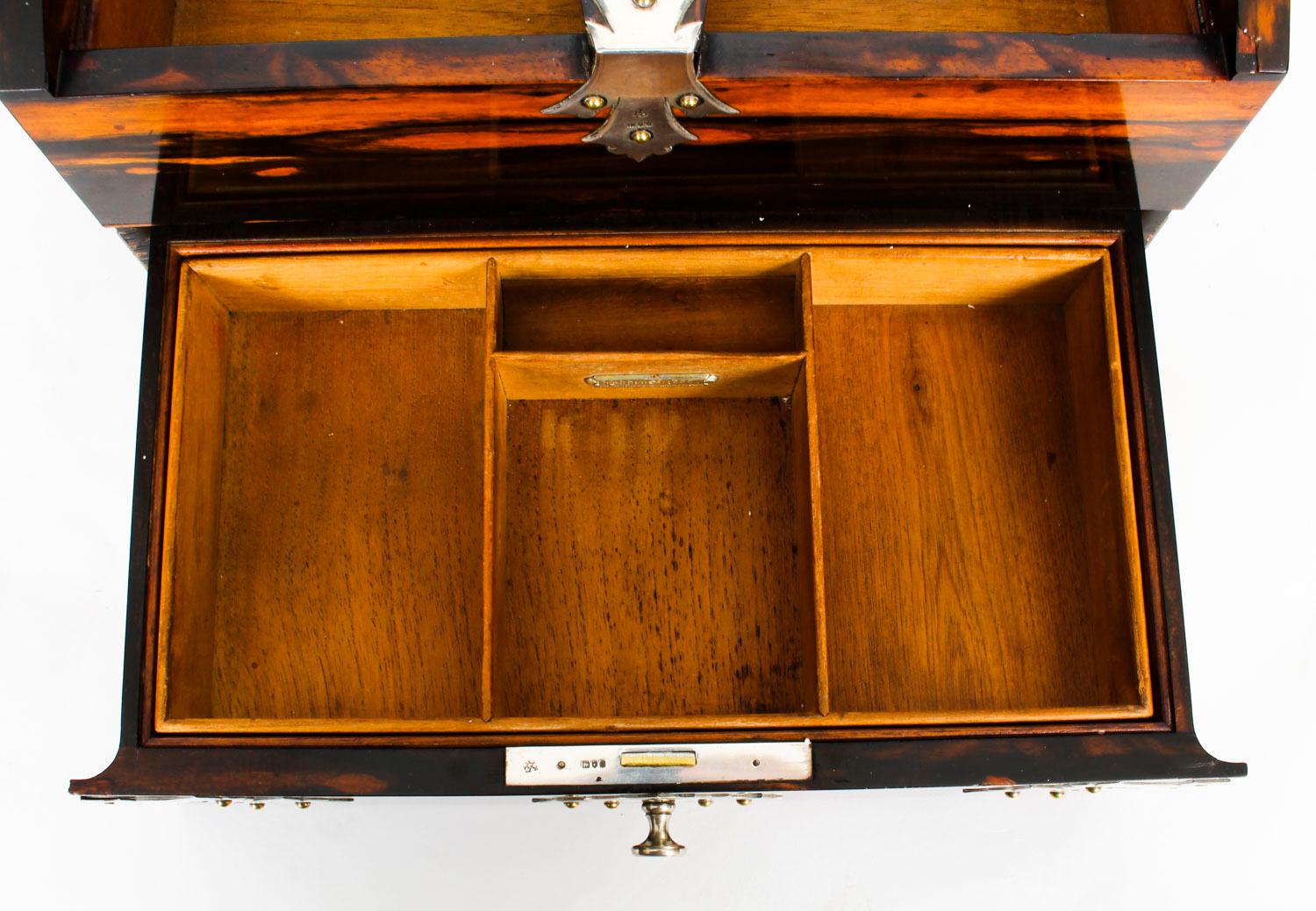 Antique Victorian Coromandel Silver Mounted Cigar Humidor, 1899, 19th Century 12