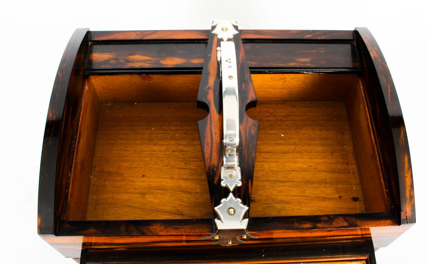 Antique Victorian Coromandel Silver Mounted Cigar Humidor, 1899, 19th Century 13