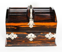 Antique Victorian Coromandel Silver Mounted Cigar Humidor, 1899, 19th Century
