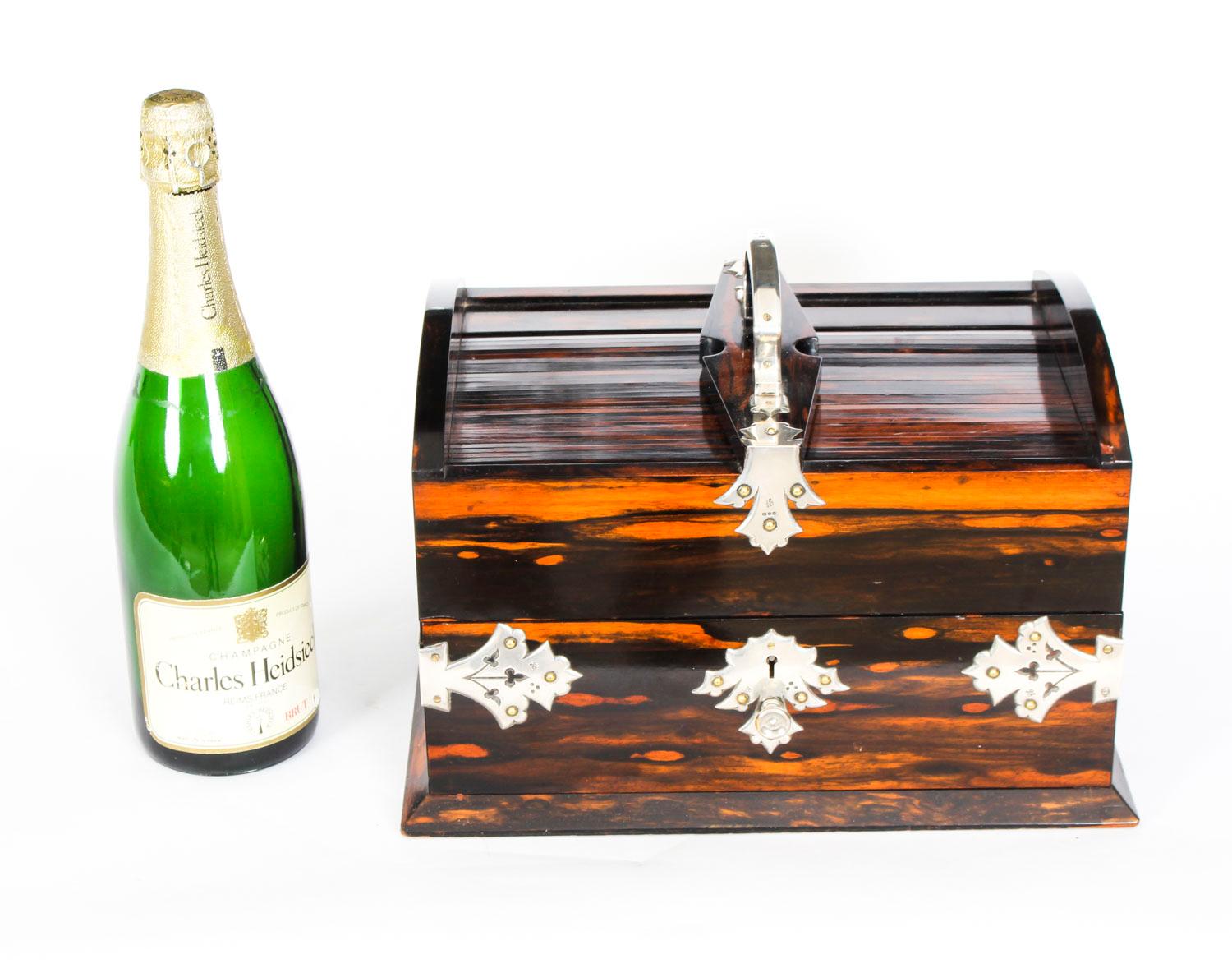 Antique Victorian Coromandel Silver Mounted Cigar Humidor, 1899, 19th Century 14