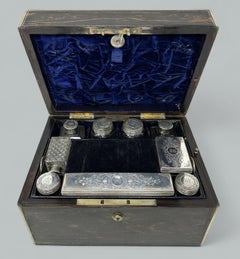Antique Victorian Coromandel Sterling Vanity Jewelry Casket Box by Asprey London