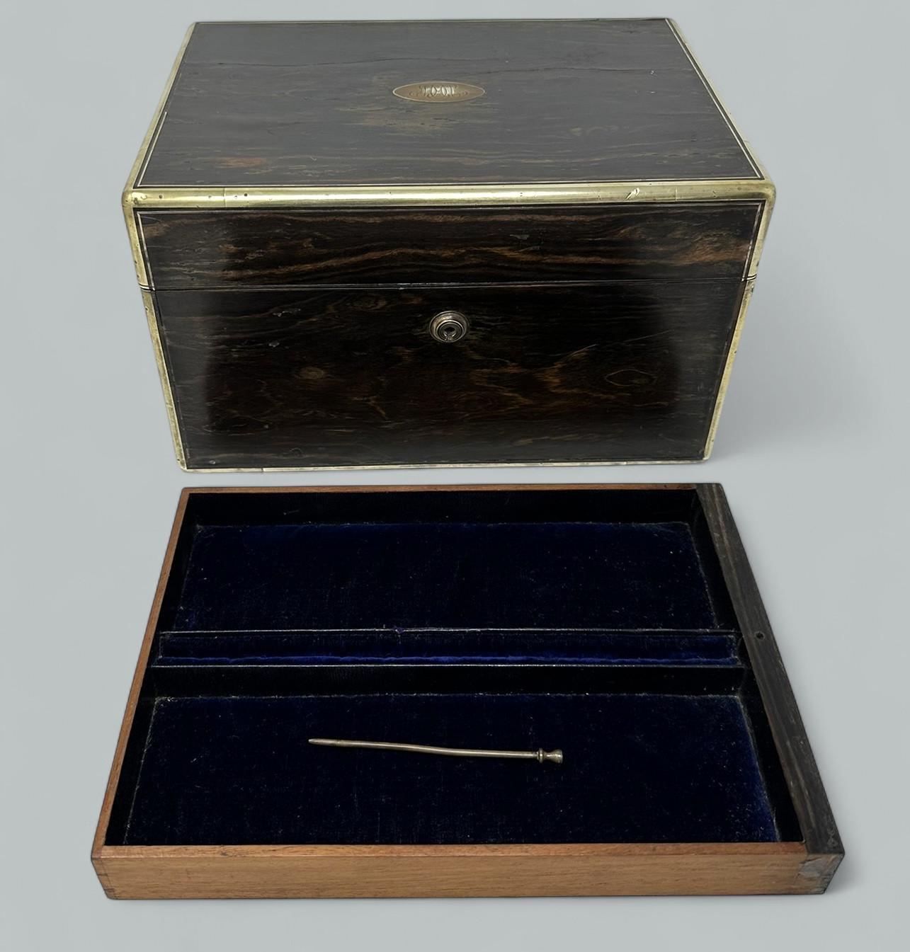 19th Century Antique Victorian Coromandel Sterling Vanity Jewelry Casket Box by Asprey London For Sale