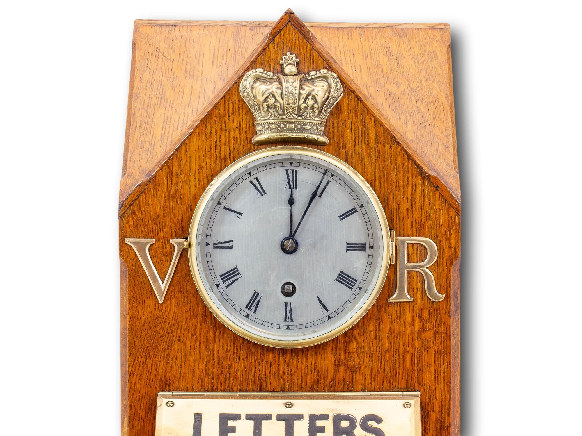 Hand-Carved Antique Victorian Country House Oak Letter Box Clock Tower For Sale