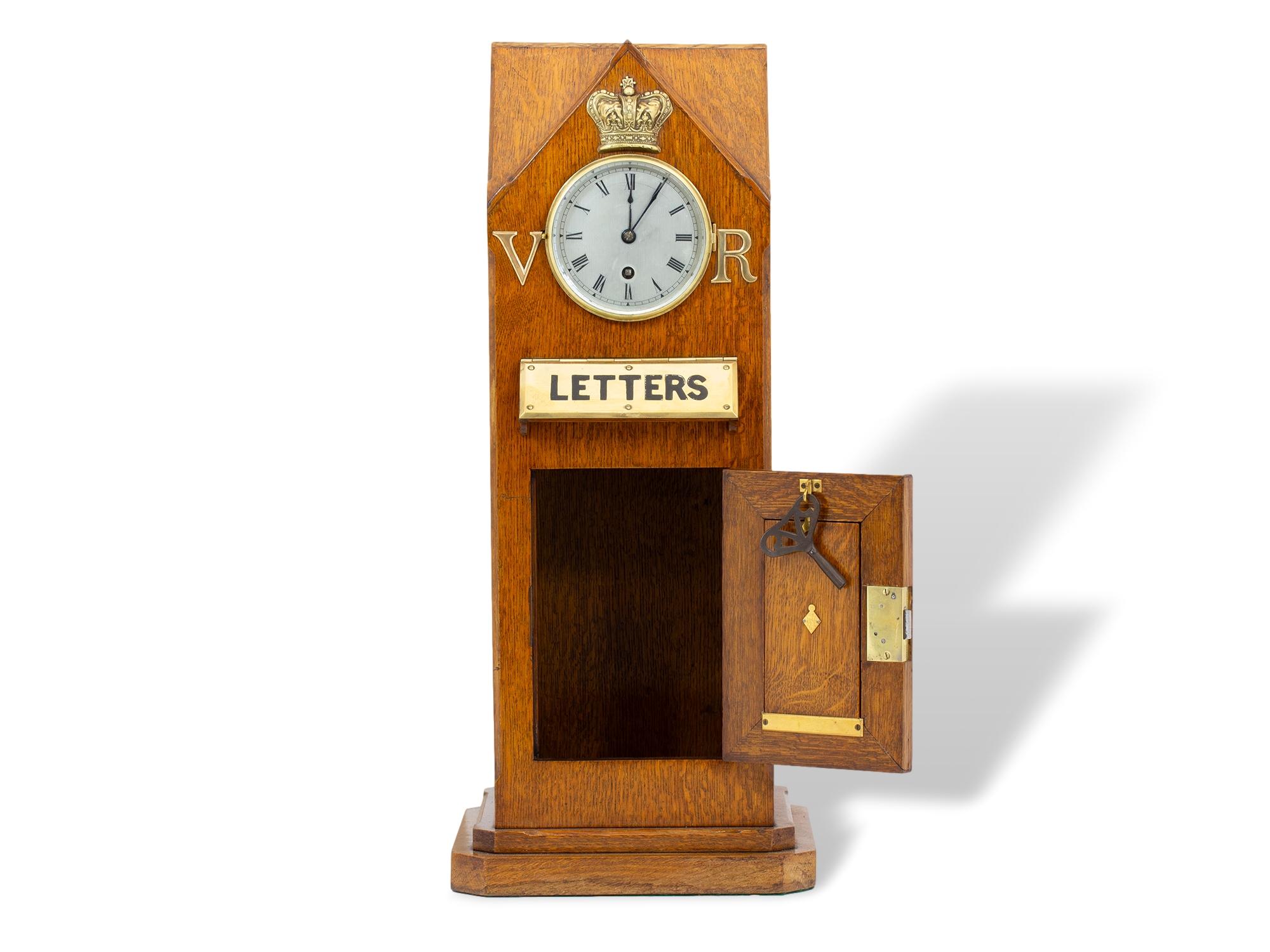 19th Century Antique Victorian Country House Oak Letter Box Clock Tower For Sale