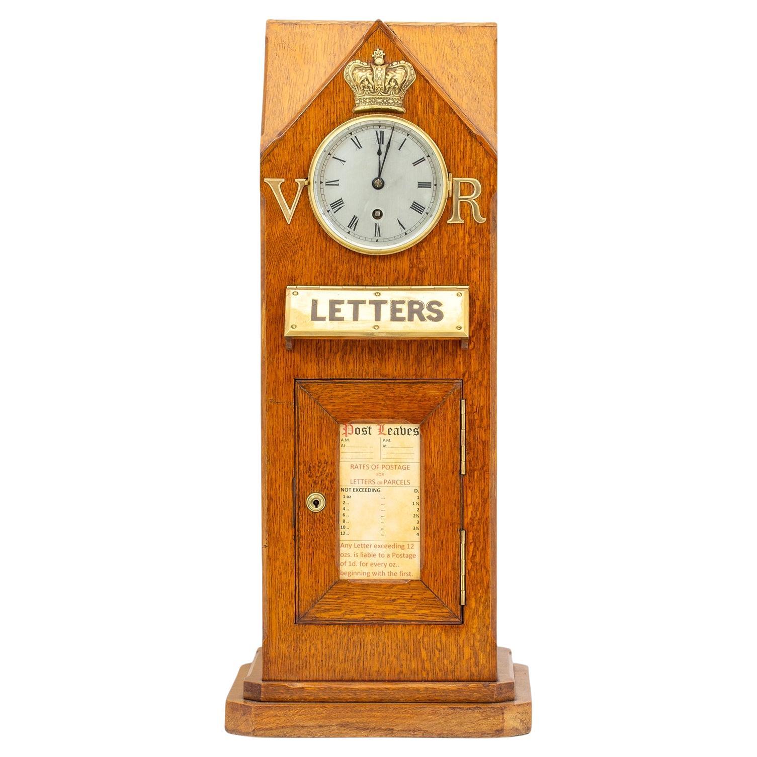 Antique Victorian Country House Oak Letter Box Clock Tower For Sale