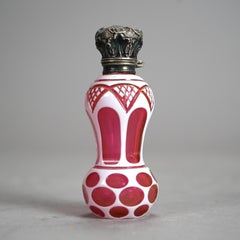 Antique Victorian Cranberry Cut To Clear Perfume 19th C