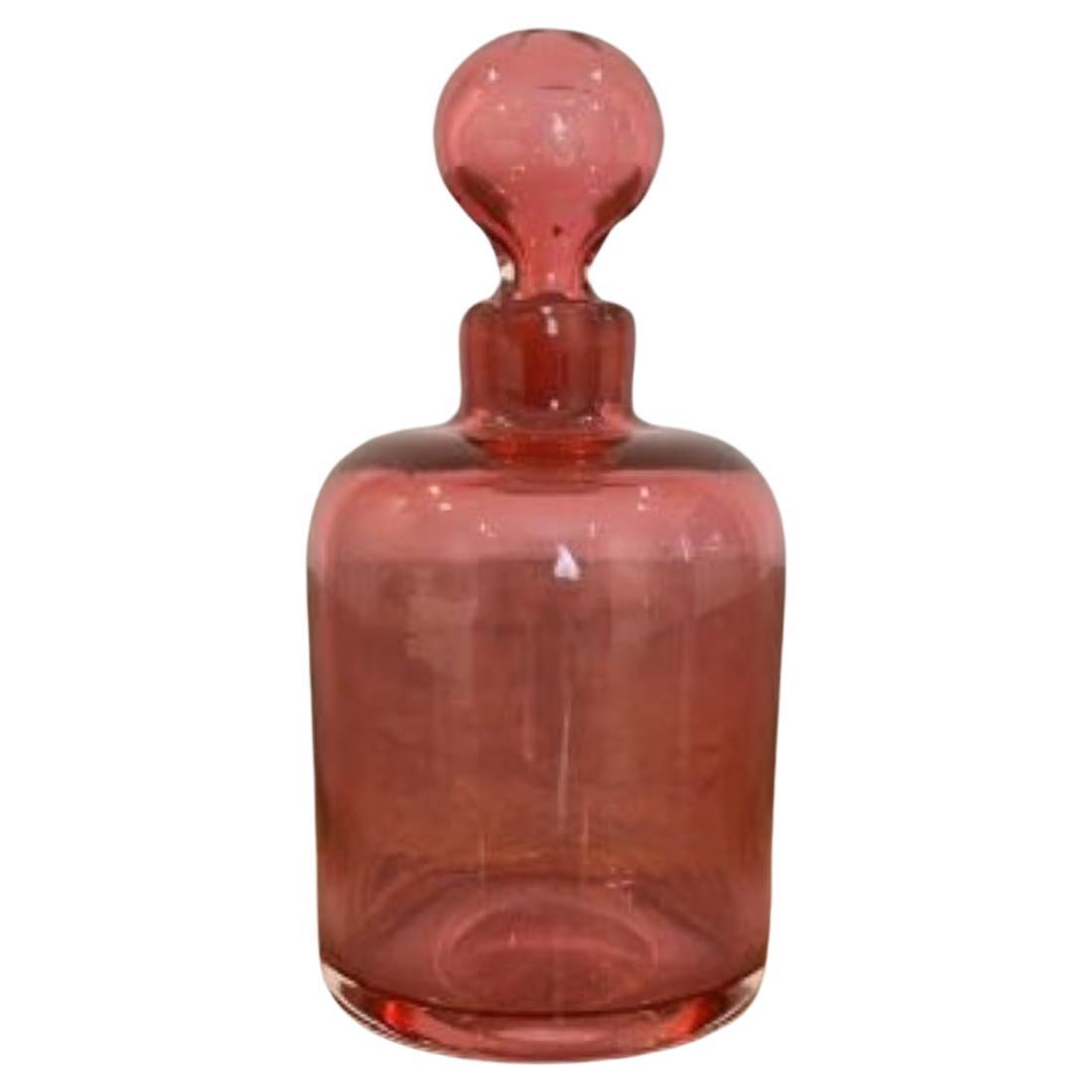 Antique Victorian cranberry glass bottle 