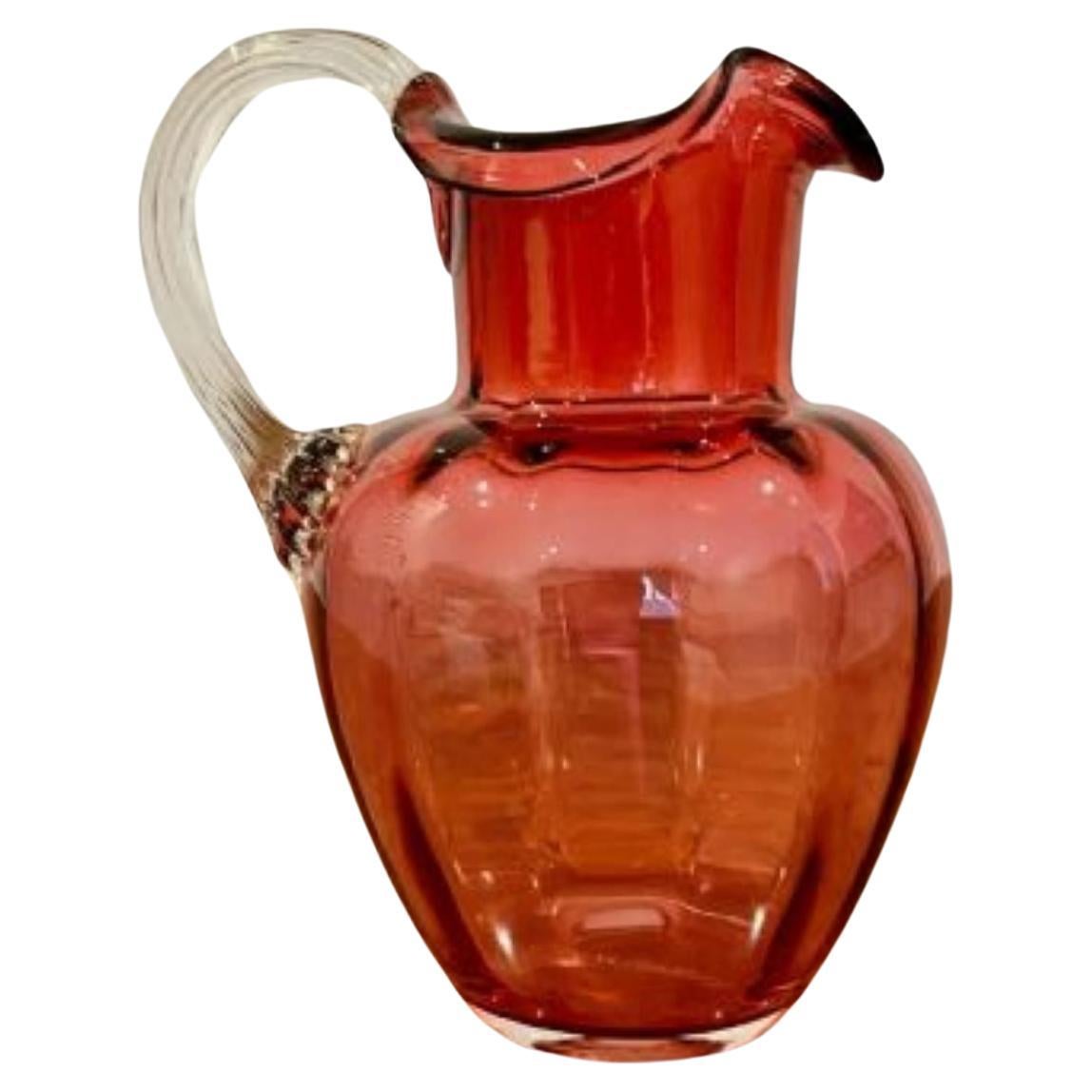 Antique Victorian cranberry glass jug  For Sale