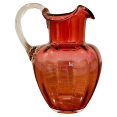 Antique Victorian cranberry glass jug 