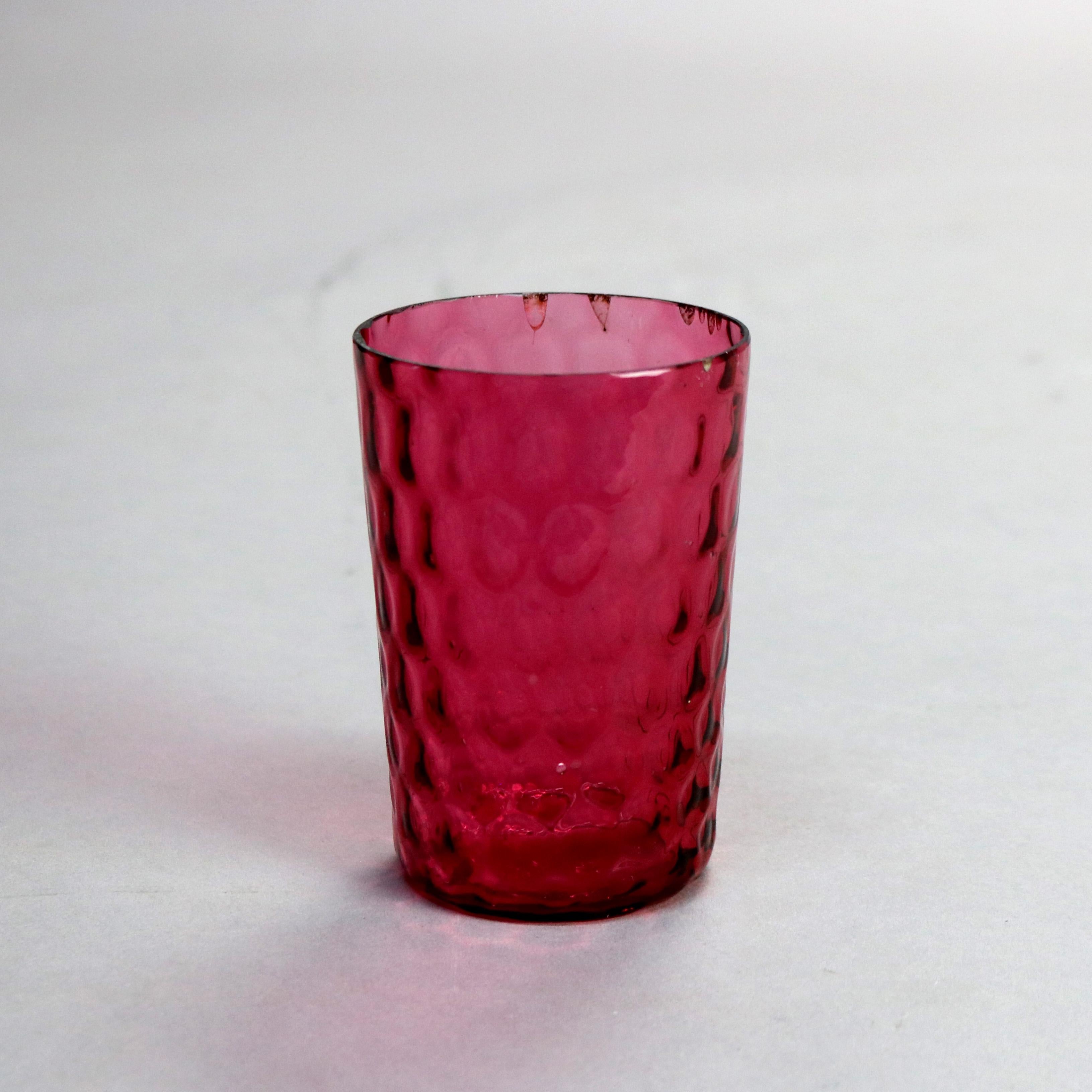 Antique Victorian Cranberry Glass Juice Set C1900 In Good Condition In Big Flats, NY