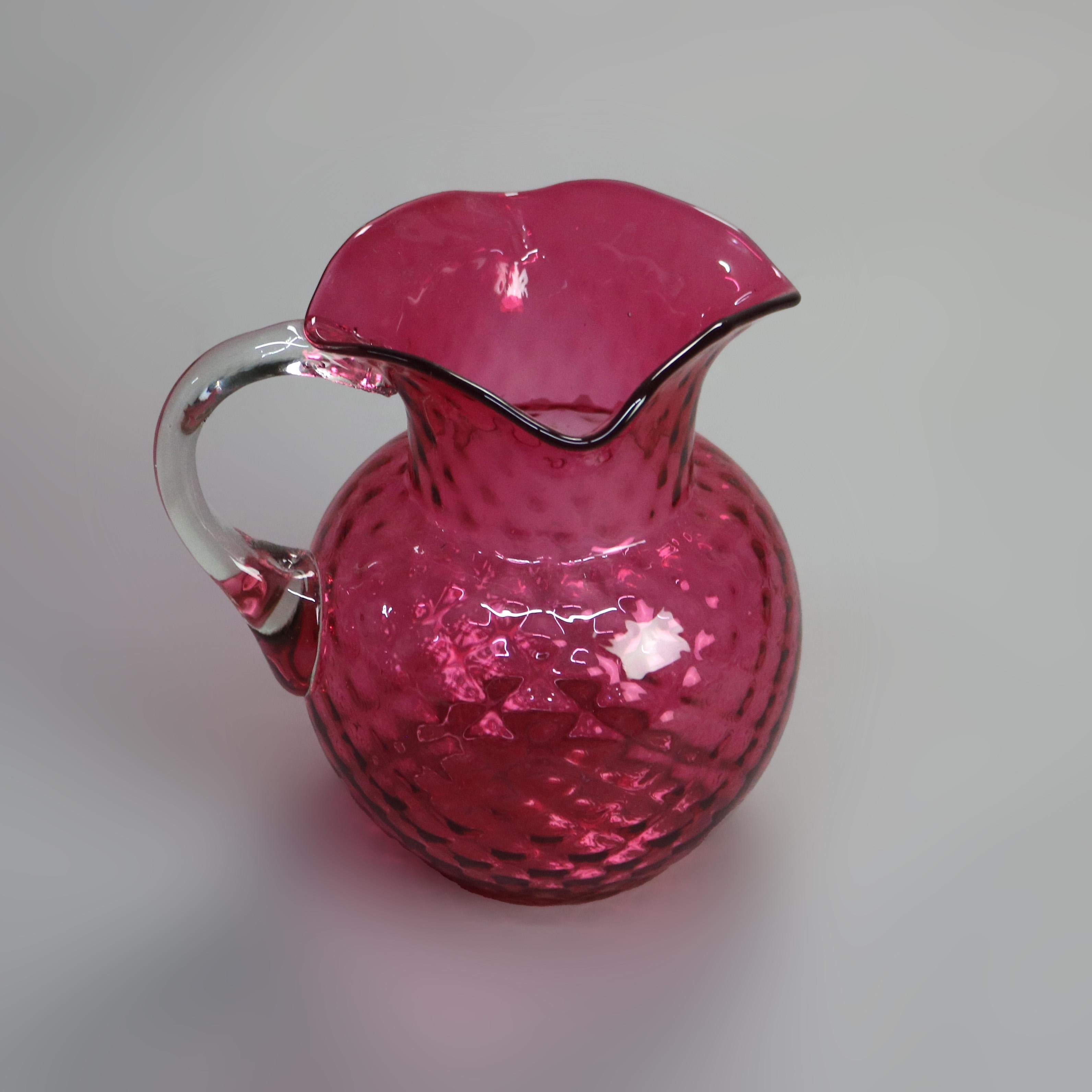 20th Century Antique Victorian Cranberry Glass Juice Set C1900