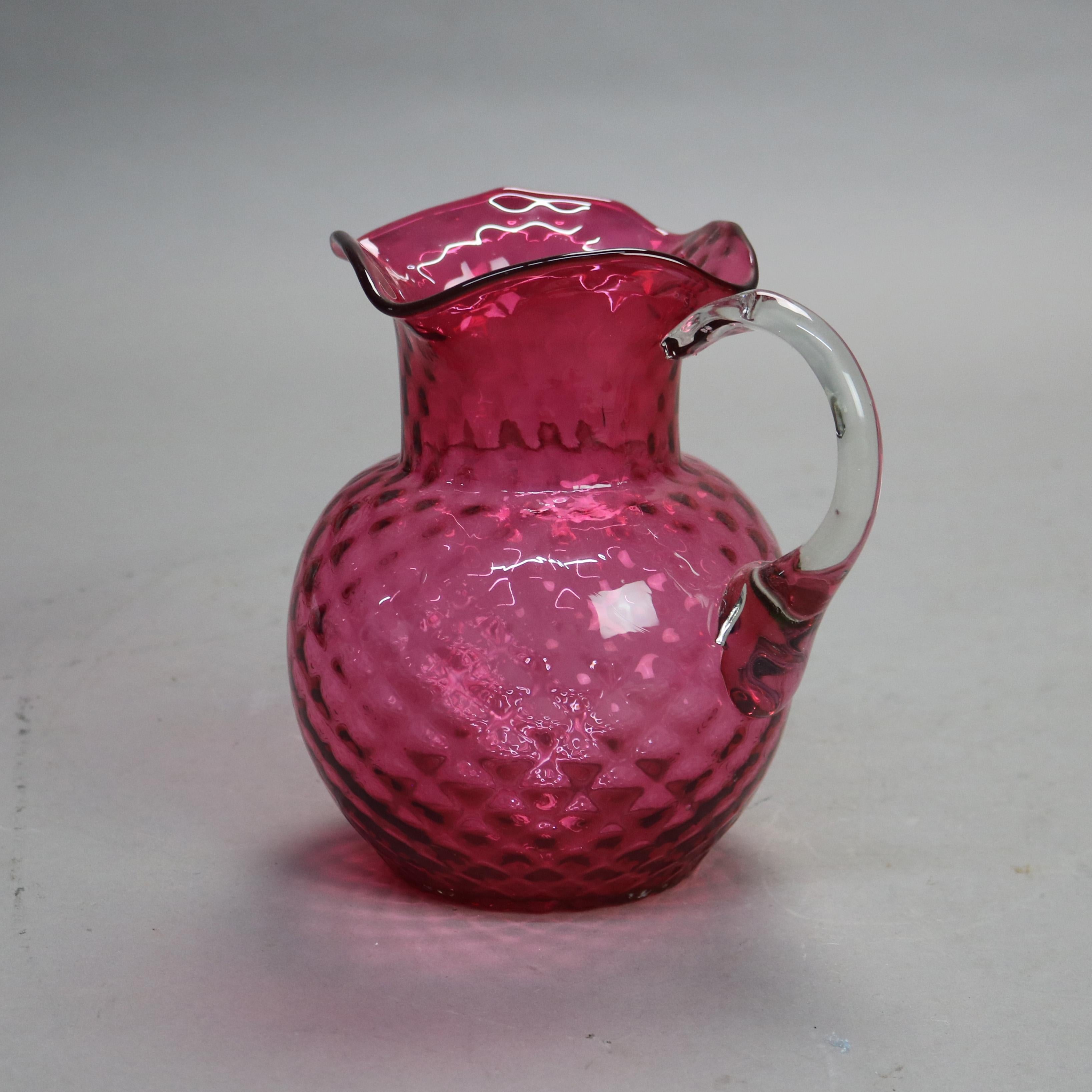 Antique Victorian Cranberry Glass Juice Set C1900 1