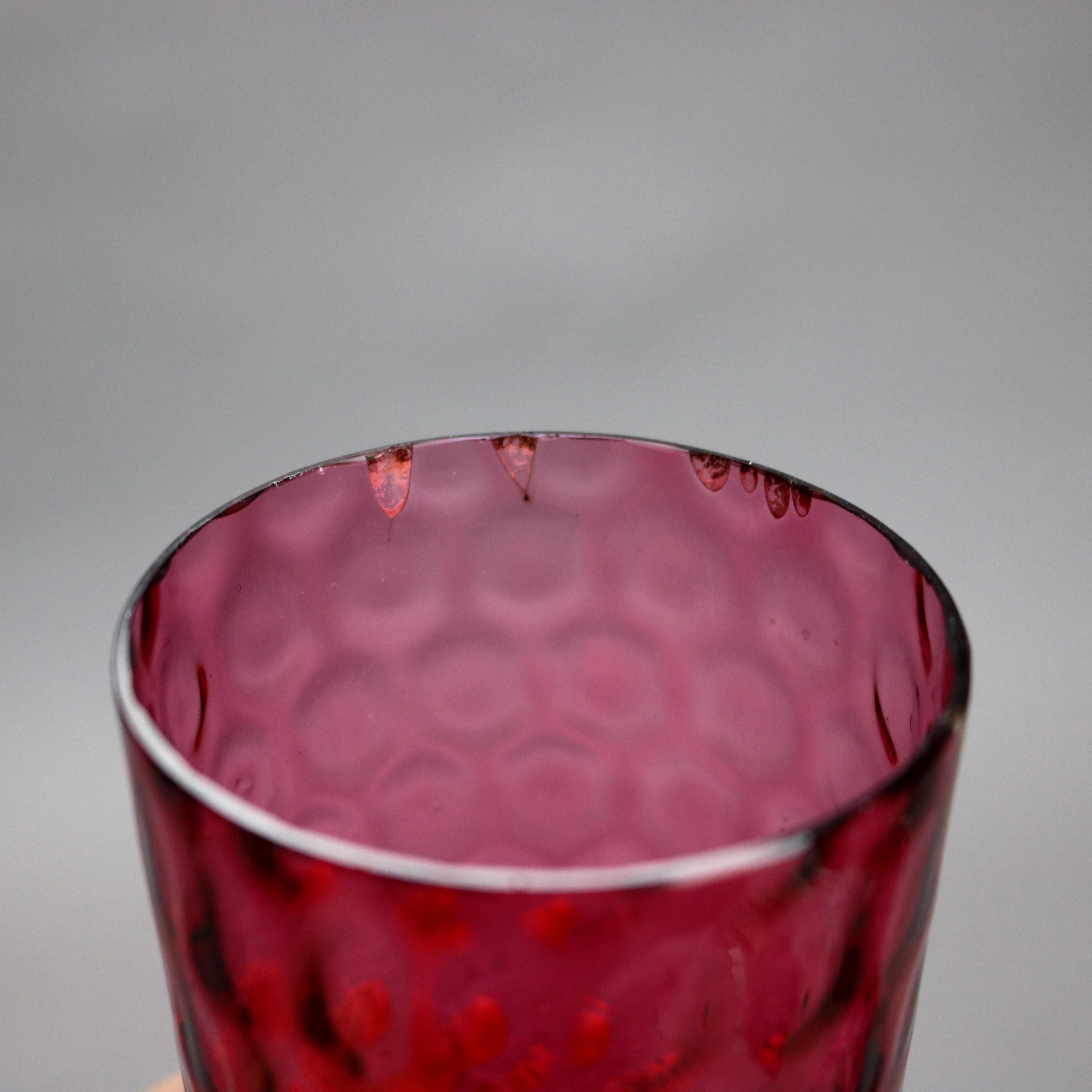 Antique Victorian Cranberry Glass Juice Set C1900 5