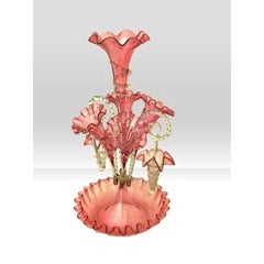 Antique Victorian Cranberry Glass Ruby Epergne