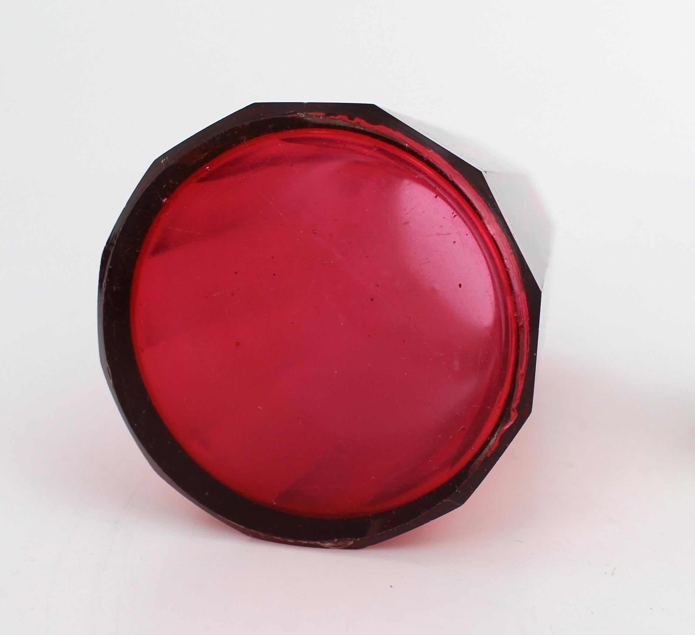 19th Century Antique Victorian Cranberry Glass Sugar Dredger For Sale